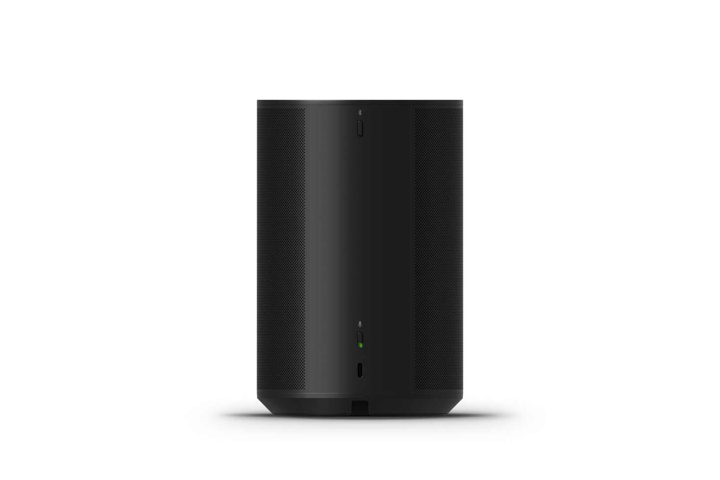Product image of the rear of a Sonos Era 100 wireless smart speaker in black