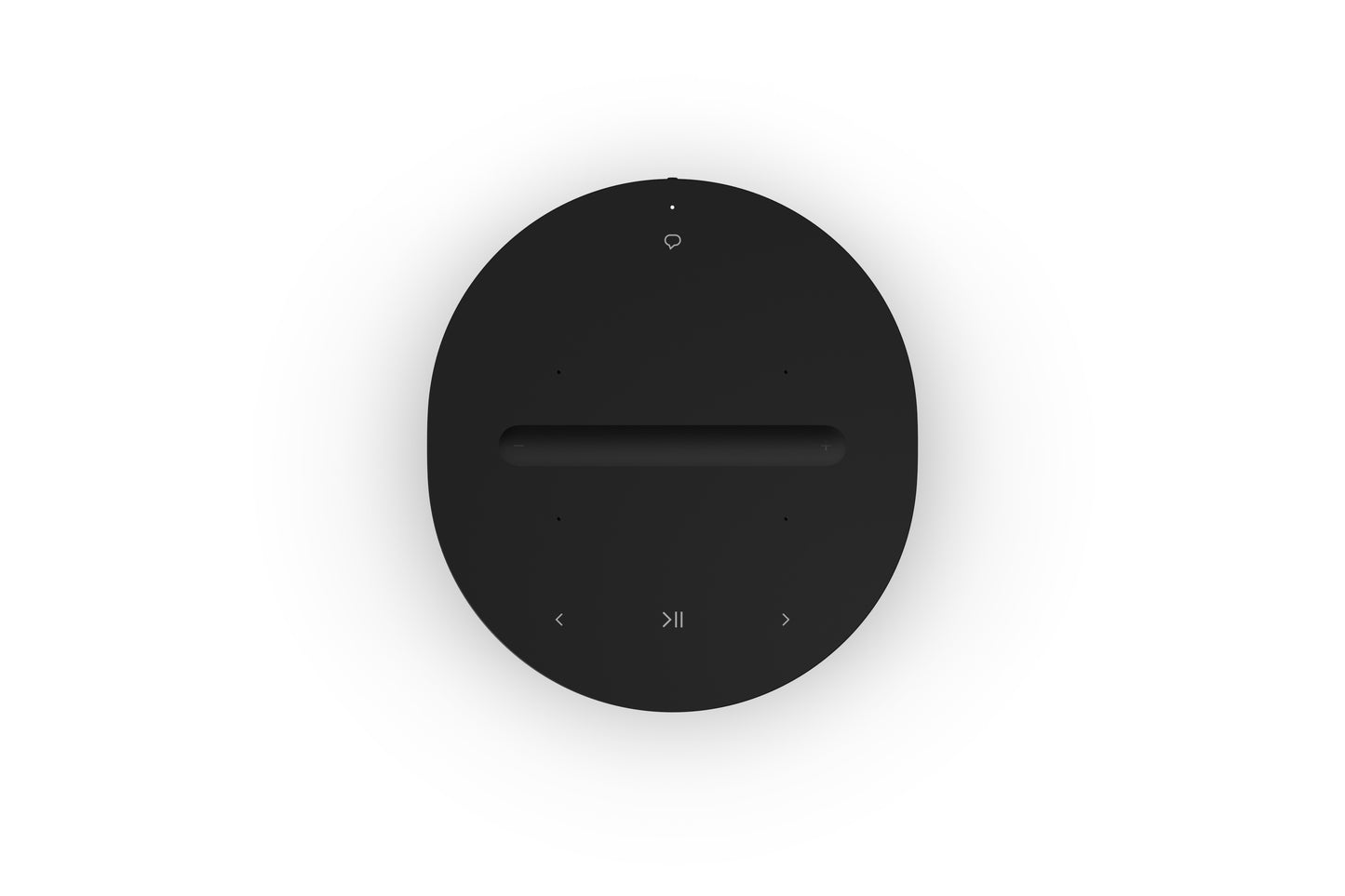 Product image of the top of a Sonos Era 100 wireless smart speaker in black