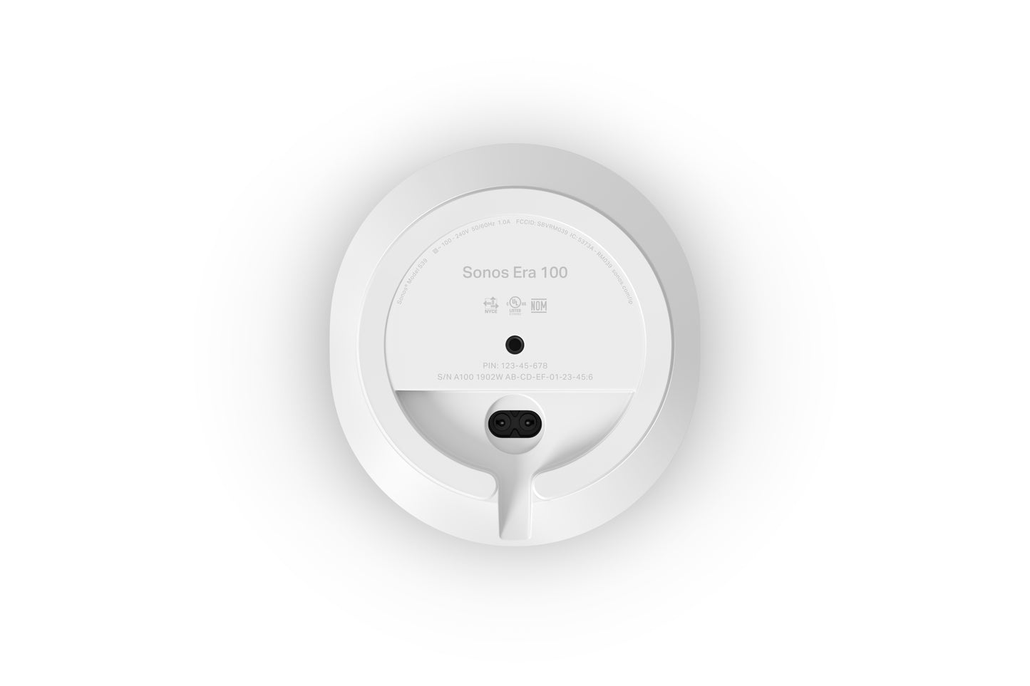 Product image of the bottom of a Sonos Era 100 in white