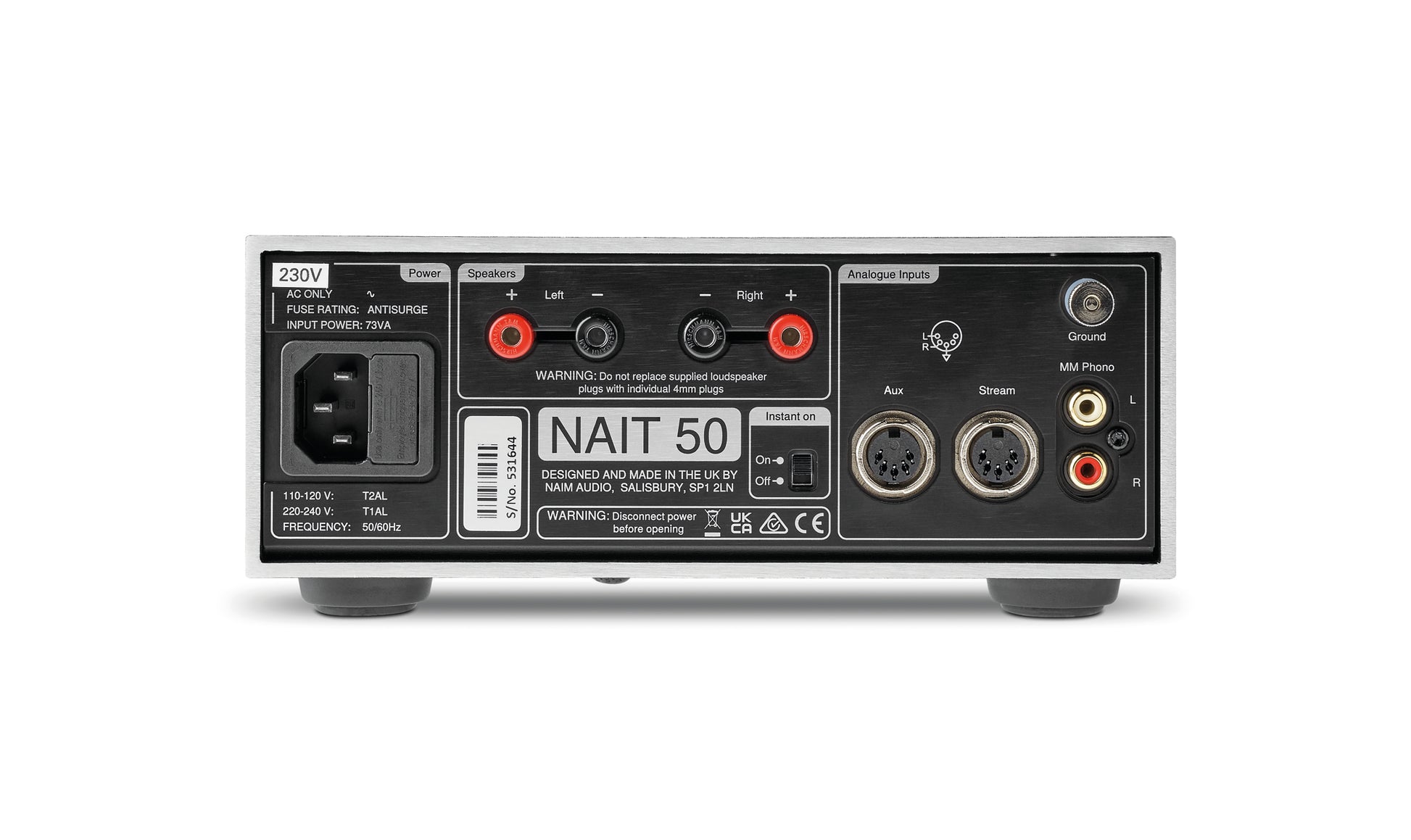 Product Image of the rear panel of the Naim NAIT 50 Integrated Amplifier