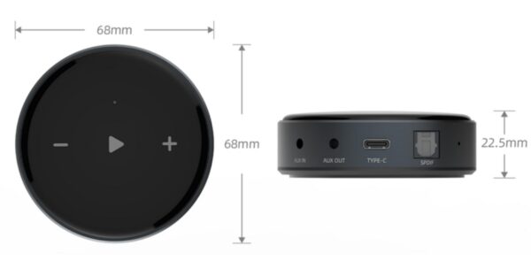 Product Image of the dimensions of a WiiM Mini Music Streamer