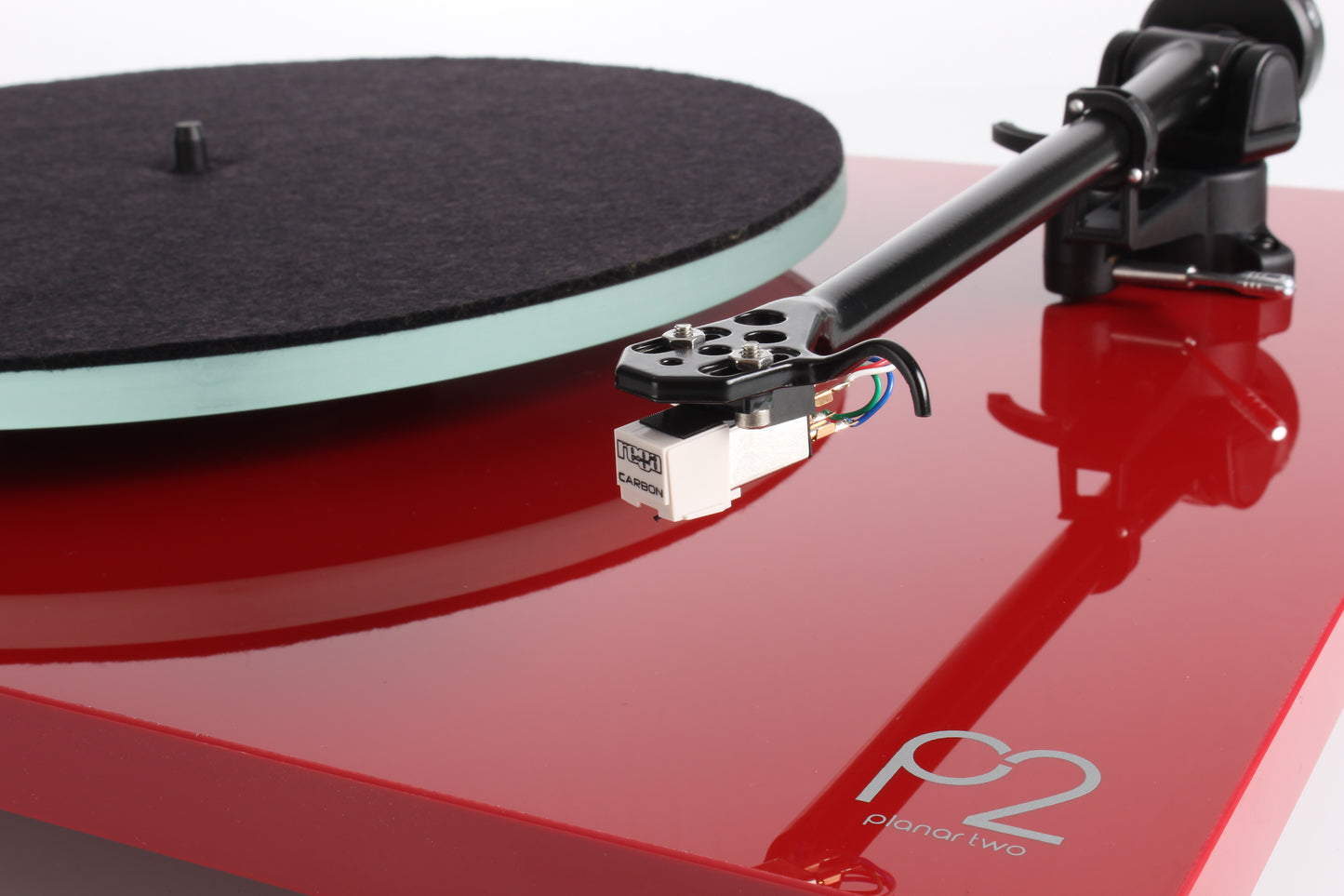 Product image for a Rega Planar 2 turntable in Gloss Red finish