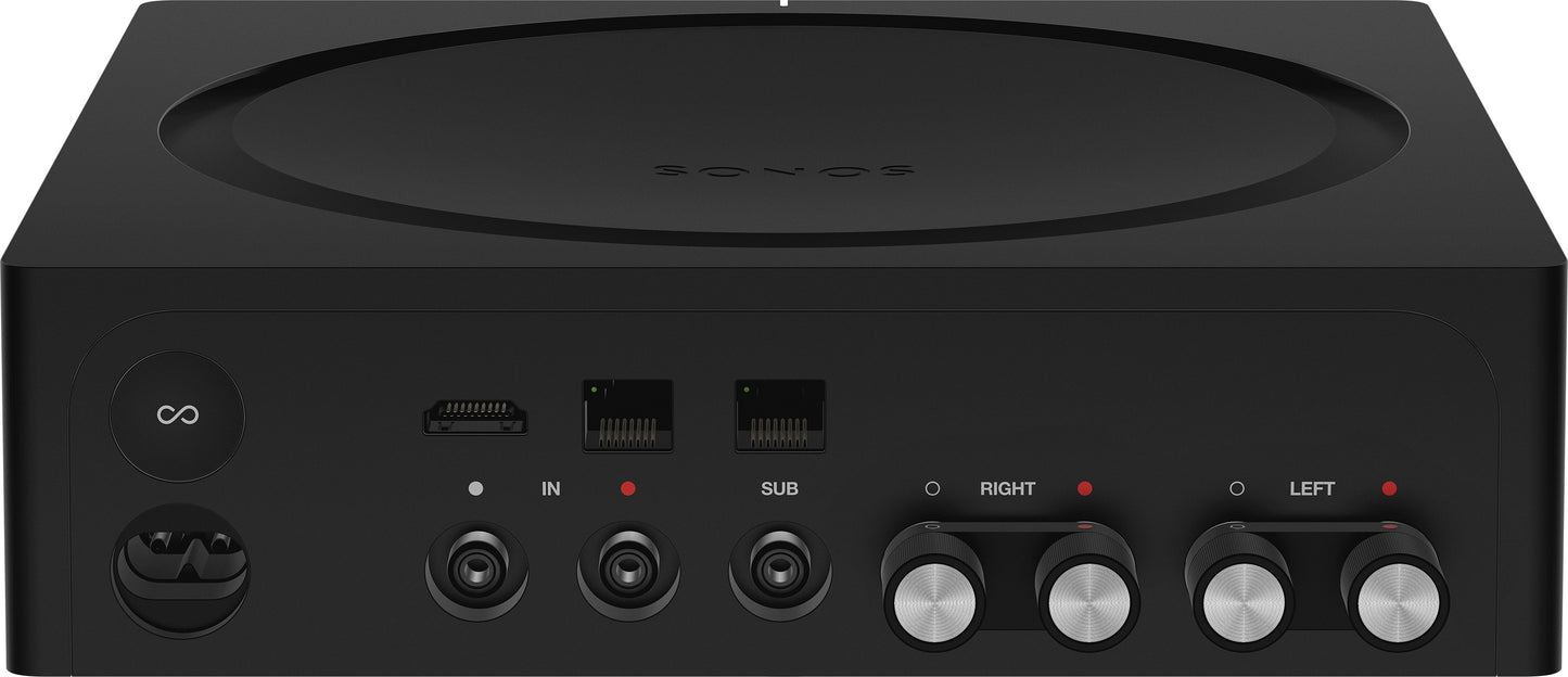 Product Image of the rear of a Sonos Amp in Black.