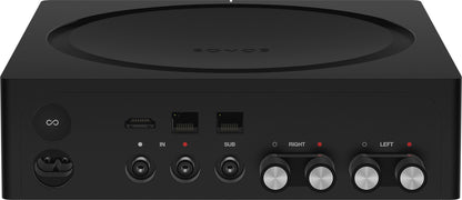 Product Image of the rear of a Sonos Amp in Black.