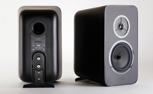 Product image for a pair of Rega Kyte bookshelf speakers.