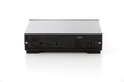 Product image of the rear panel of a Rega Neo Mk2 Turntable Power Supply showing the power input socket and DIN power output socket.