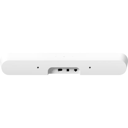 Product image of the rear of a Sonos Ray Soundbar in white.