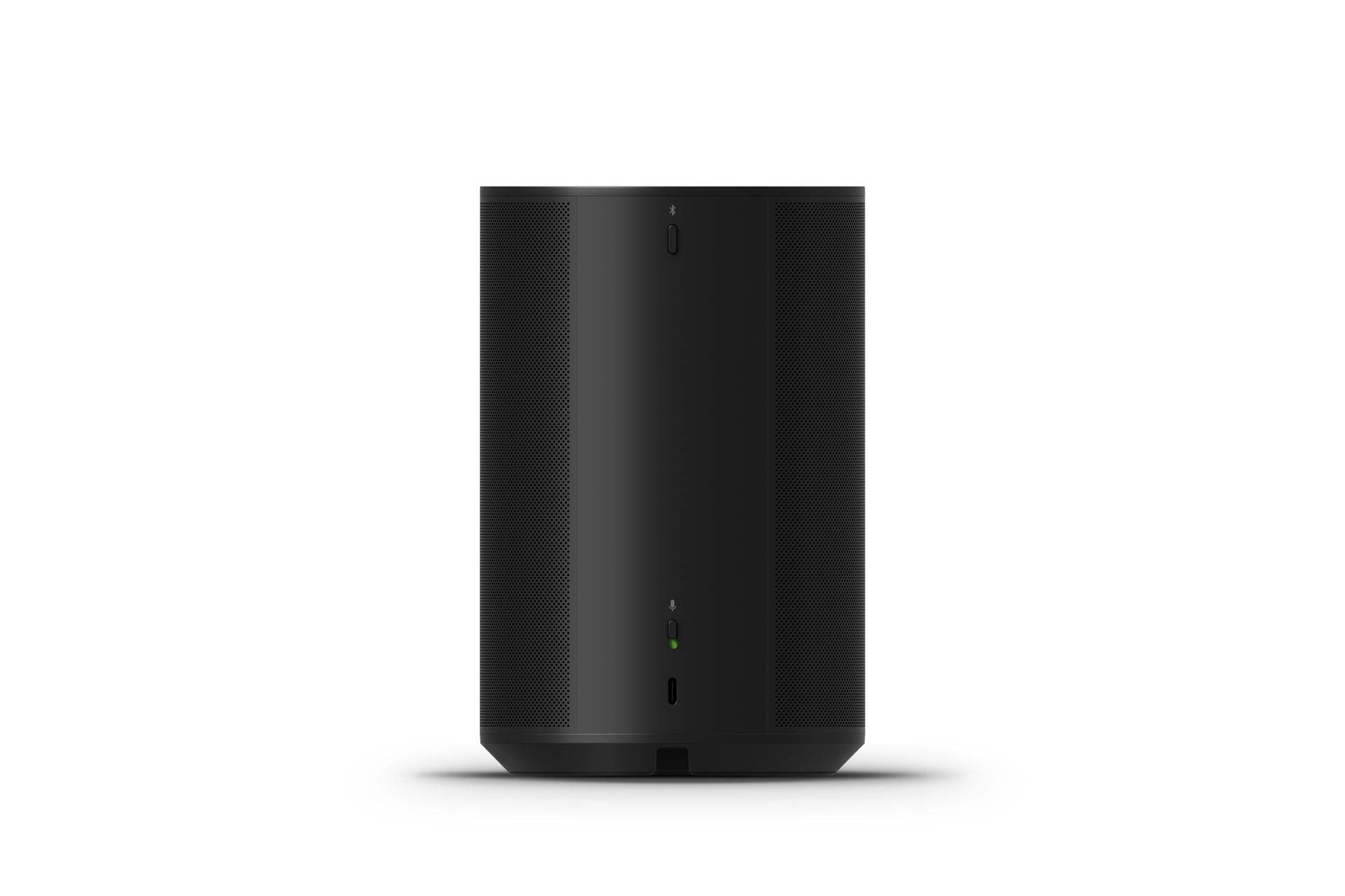 Product image of the rear of a Sonos Era 100 wireless smart speaker in black