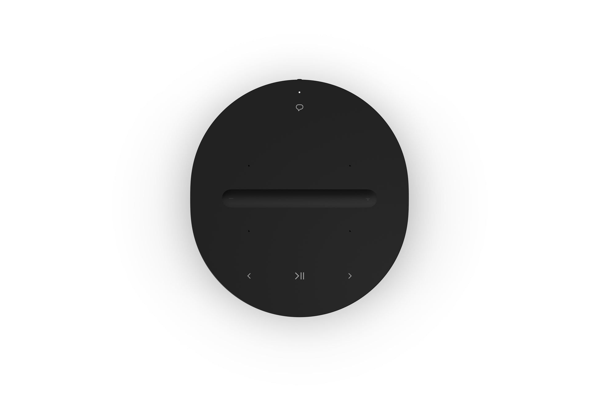 Product image of the top of a Sonos Era 100 wireless smart speaker in black