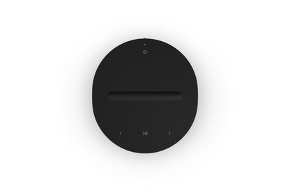 Product image of the top of a Sonos Era 100 wireless smart speaker in black