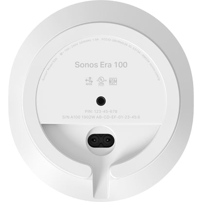 Product image of the bottom of a Sonos Era 100 Wireless Speaker in white