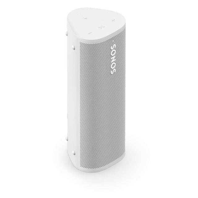Product image of a Sonos Roam portable speaker in white.
