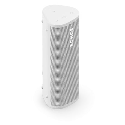 Product image of a Sonos Roam portable speaker in white.