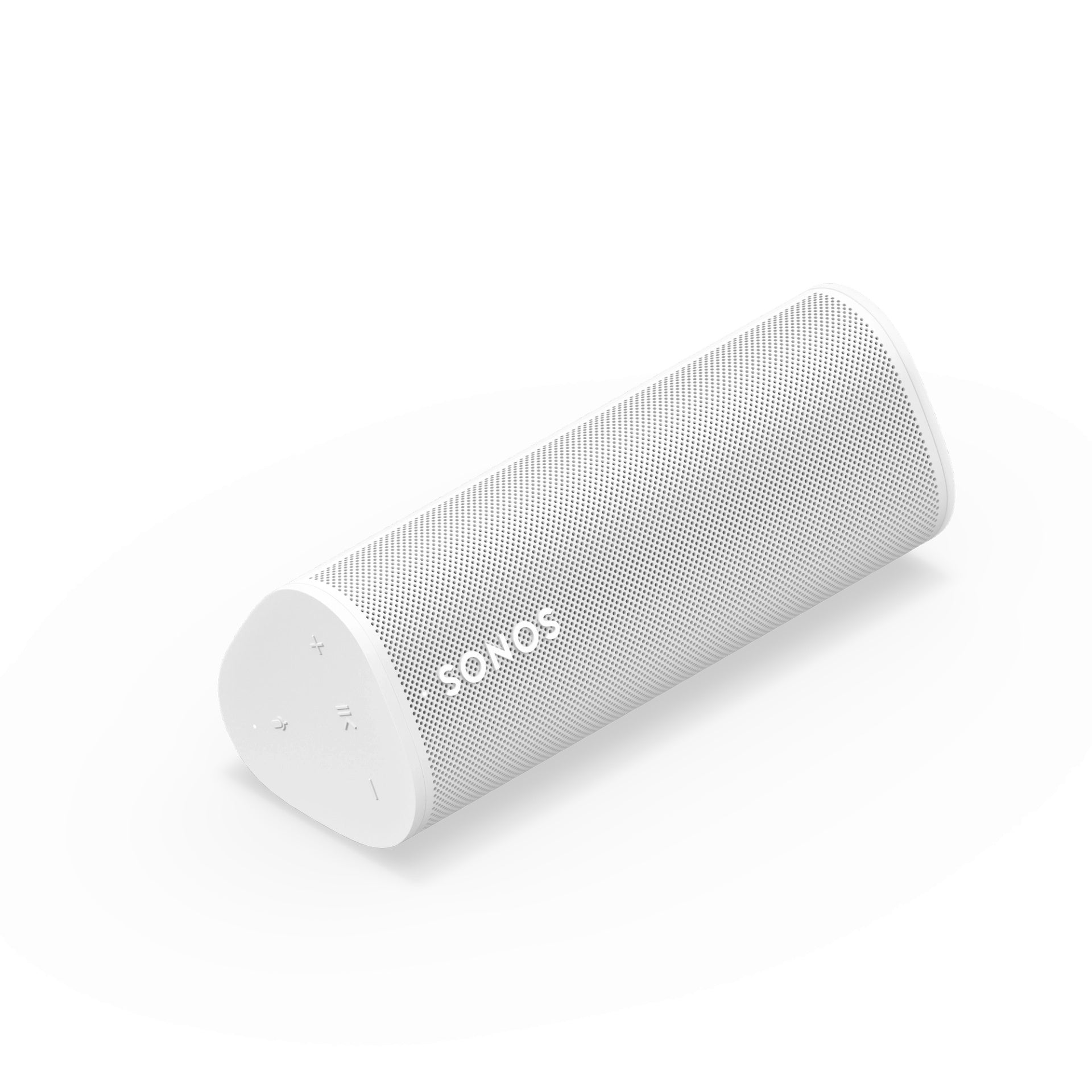 Product image of a Sonos Roam portable speaker in white.