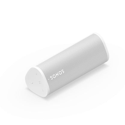 Product image of a Sonos Roam portable speaker in white.