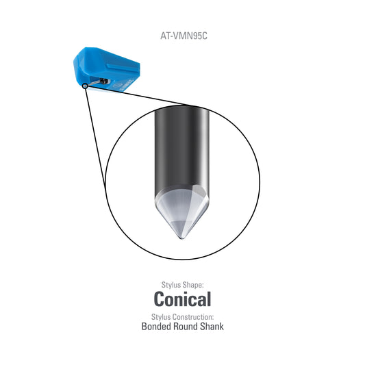 Product Image of an Audio Technica AT-VMN95C Conical Bonded Stylus in Blue.