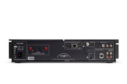 Product image of the rear panel of a Naim Uniti Star All-In-One CD Player and Amplifier.