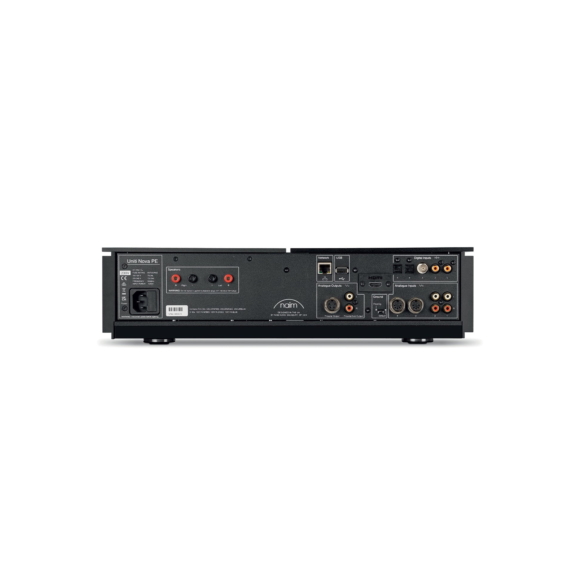 Product Image of the rear panel of a Naim Uniti Nova Power Edition All-In-One Streaming Amplifier.
